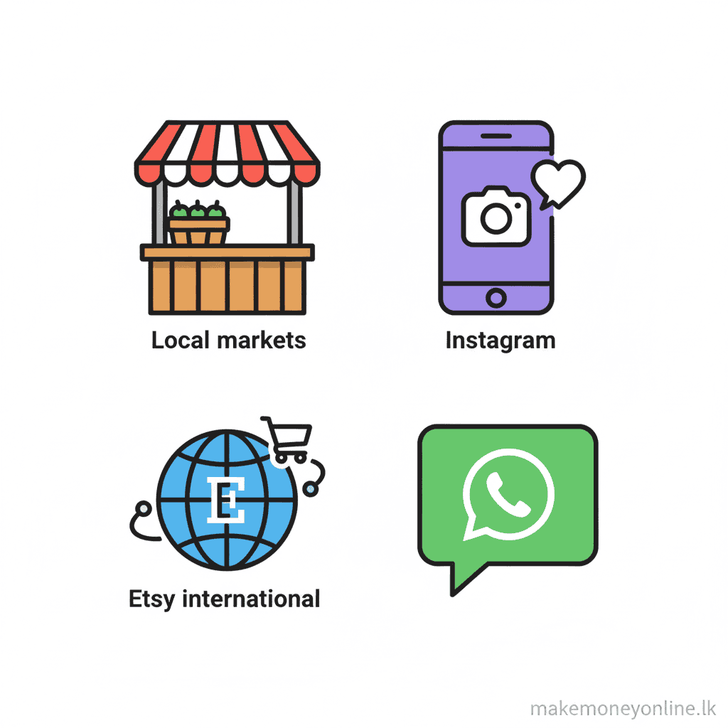 Handmade Crafts in Sri Lanka: Earn LKR 50,000+ Monthly (2026 Guide) Selling platforms for handmade crafts in Sri Lanka including Etsy, Instagram, local markets, and WhatsApp