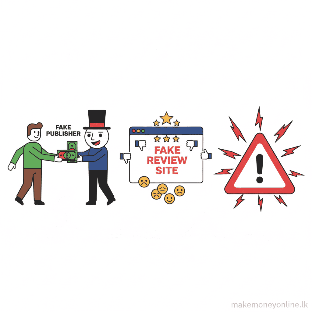 Selling Books Online in Sri Lanka: Earn LKR 50,000+ Monthly (2026 Guide) Book publishing scam warning signs for Sri Lankan authors including vanity publishers, fake review services, and publishing fee scams